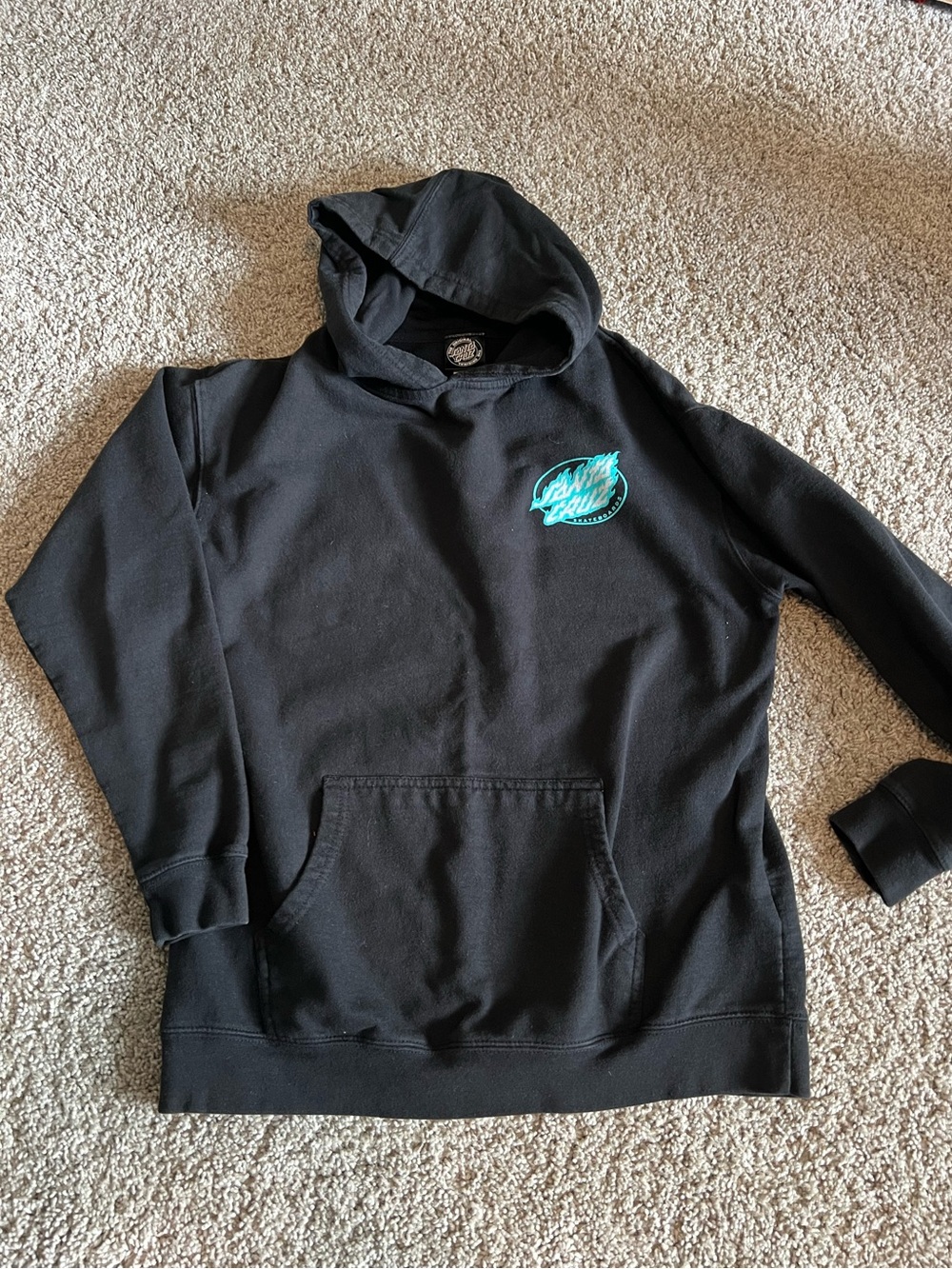 Santa Cruz Skateboards Black Hoodie with Teal Logo